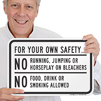 No Running, Jumping, Horseplay On Bleachers Sign
