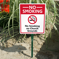 No Smoking On Church Grounds Sign