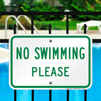 No Swimming Please Signs
