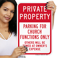 Parking For Church Functions Only Sign