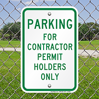 Parking For Contractor Permit Holders Only Signs