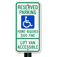 Montana Reserved Parking, Lift Van Accessible Signs
