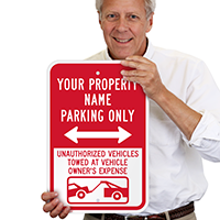 Personalized Reserved Parking, Vehicles Towed Away Sign