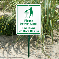 Bilingual Do Not Litter Sign