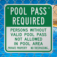 Pool Pass Required Signs