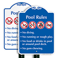 Pool Rules No Diving No Running Signature Sign