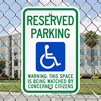 Reserved Parking with Handicap Symbol Signs