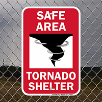 Safe Area With tornado Graphic Emergency Shelter Sign