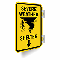 Severe Weather Shelter Ahead Arrow Sign