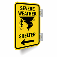 Severe Weather Shelter Left Arrow Sign
