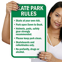 Skate At Your Own Risk Park Rules Sign