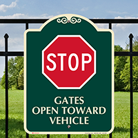 Stop Gates Open Toward Vehicle Sign