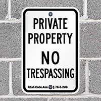 Utah No Trespassing Sign
