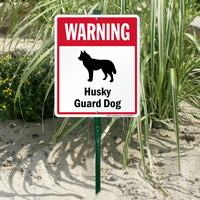 Warning Husky Guard Dog LawnBoss Sign