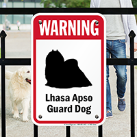 Warning Lhasa Apso Guard Dog Sign