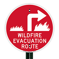 Evacuation Route Upper Right Arrow Sign