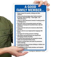 Habits of a Good Family Member Sign
