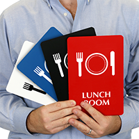 Lunch Room Symbol ADA TactileTouch™ Sign with Braille