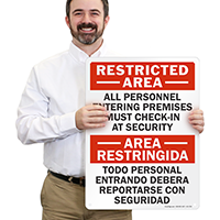 All Personnel Must Check In Bilingual Sign
