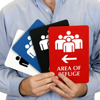 Refuge Area Assembly Point Left Arrow Sign