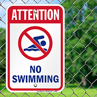 Attention No Swimming Sign