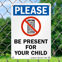 Present For Your Child No Phones Sign