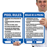 Bilingual Pool Rules Sign