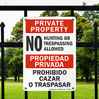 Private Property No Hunting Sign Bilingual