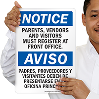 Bilingual Parents Vendors And Visitors Must Register Sign