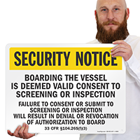 Boarding The Vessel Marsec and Maritime Security Sign