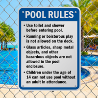 Custom Pool Rules Sign for California