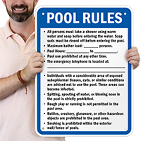 Colorado Custom Pool Rules Sign