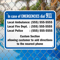 Connecticut Custom Emergency Telephone Sign