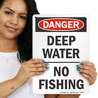 Danger Deep No Fishing Sign