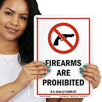 District of Columbia Firearms And Weapons Law Sign