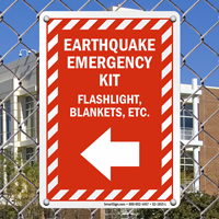 Earthquake Emergency Kit Sign