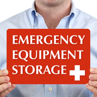 Emergency Equipment Storage with Plus Symbol