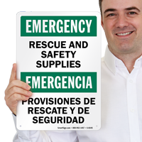 Bilingual Emergency Rescue Safety Sign