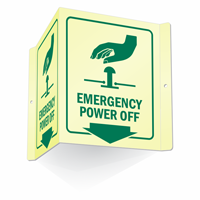 Emergency Power Off Glow-In-Dark Sign
