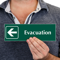 Evacuation with Left Arrow Symbol Sign 