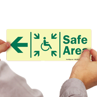 Glow-in-the-Dark Handicap Safe Area Left Sign
