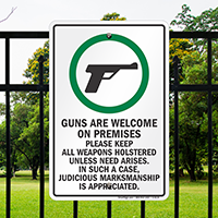 Guns Are Welcome On Premises Sign