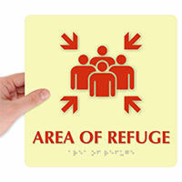 Area Of Refuge Sign with Braille