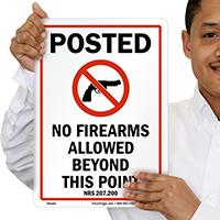 Nevada Firearms And Weapons Law Sign