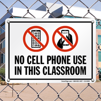 No Cell Phone In Classroom Sign