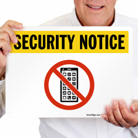 No Cell Phone With Graphic Security Sign