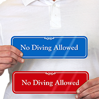 No Diving Allowed Pool Safety ShowCase Wall Sign