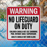 North Carolina No Lifeguard On Duty Sign