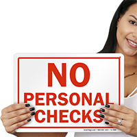 No Personal Checks Sign