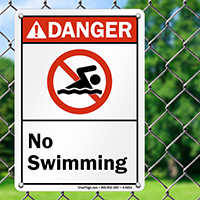 No Swimming ANSI Danger Sign